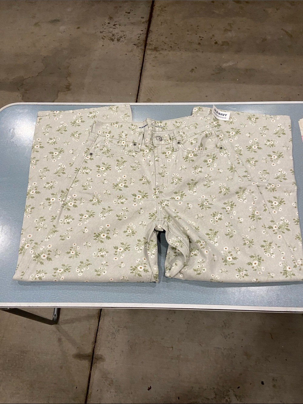 Old Navy Mint Green Floral Straight-Leg Pants